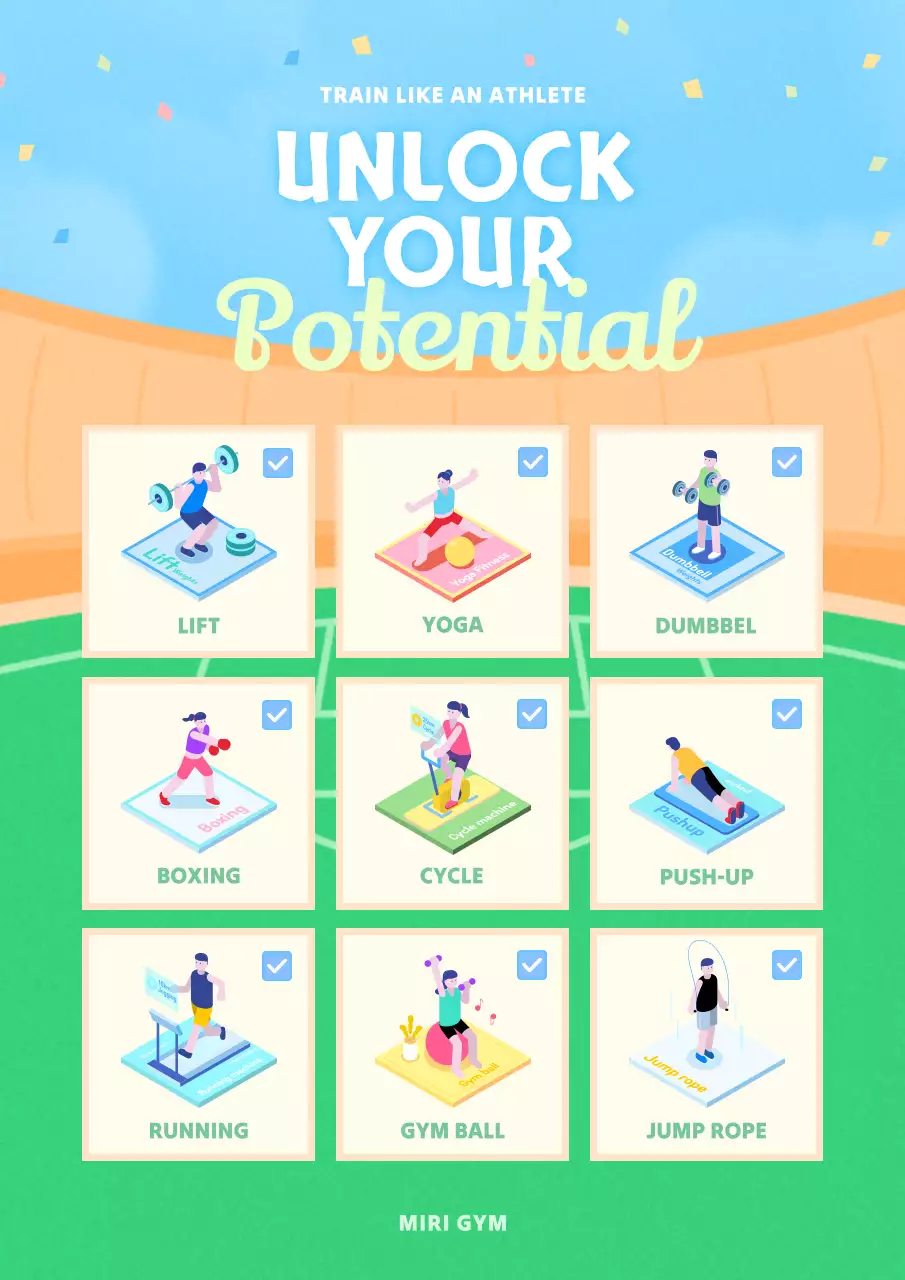 Blue Modern Fitness Guide Poster