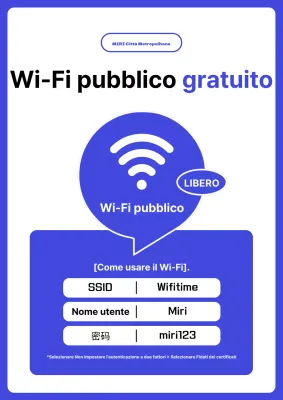 Informazioni semplici sull'utilizzo del Wi-Fi pubblico in blu e bianco