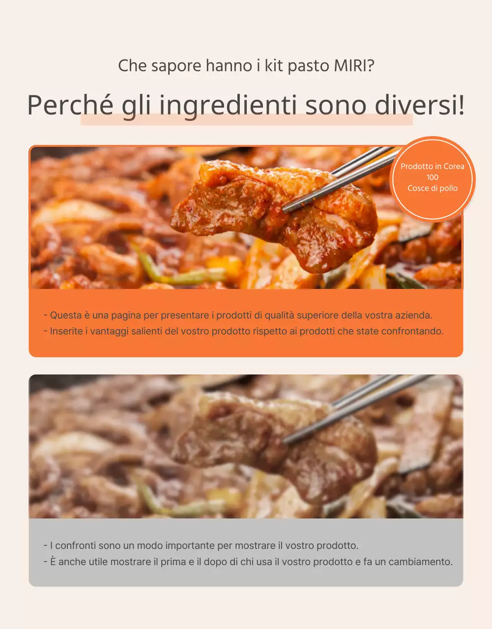 Promuovere i punti di controllo dei pasti di base di colore arancione e avorio.