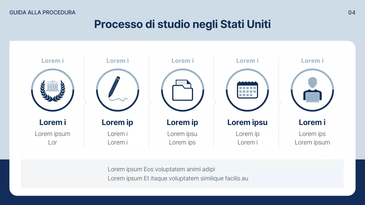 Un semplice prospetto di studio all'estero in blu e grigio