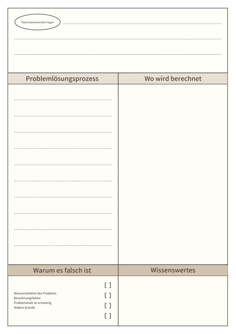 Ein schlichter elfenbeinfarbener und brauner Antwortschlüssel-Planer
