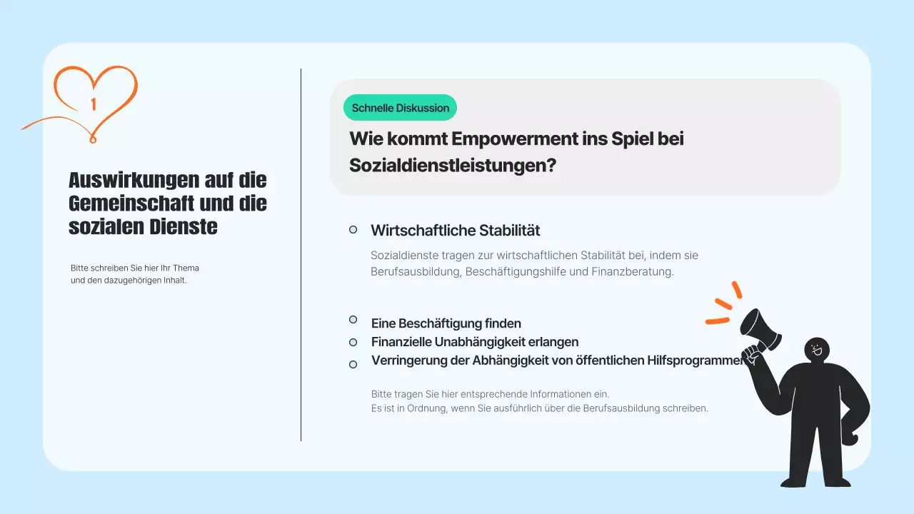 Ein moderner Zivildienstprospekt in Hellblau und Orange