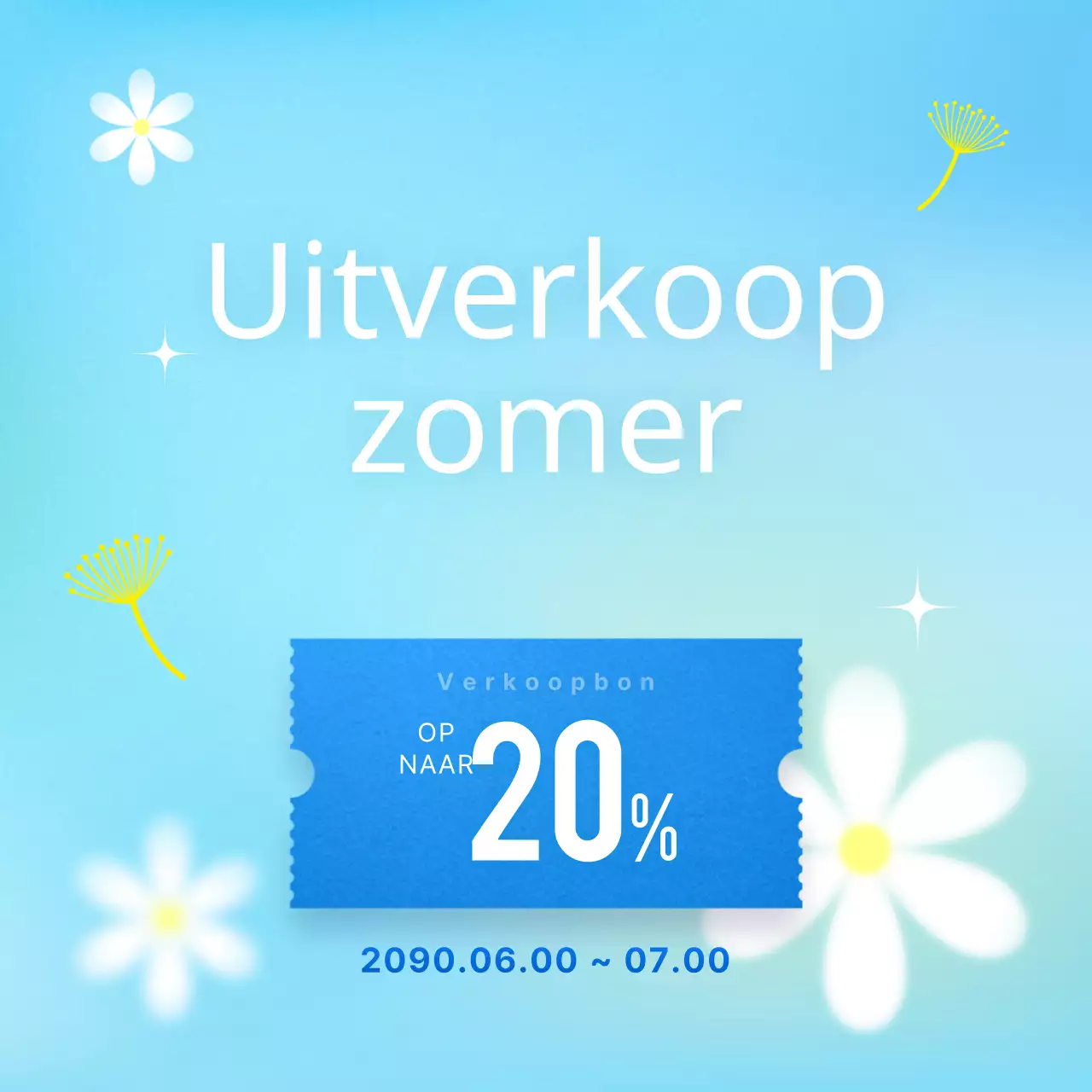 Pop-stijl zomerevenementadvertentie in mint en blauw