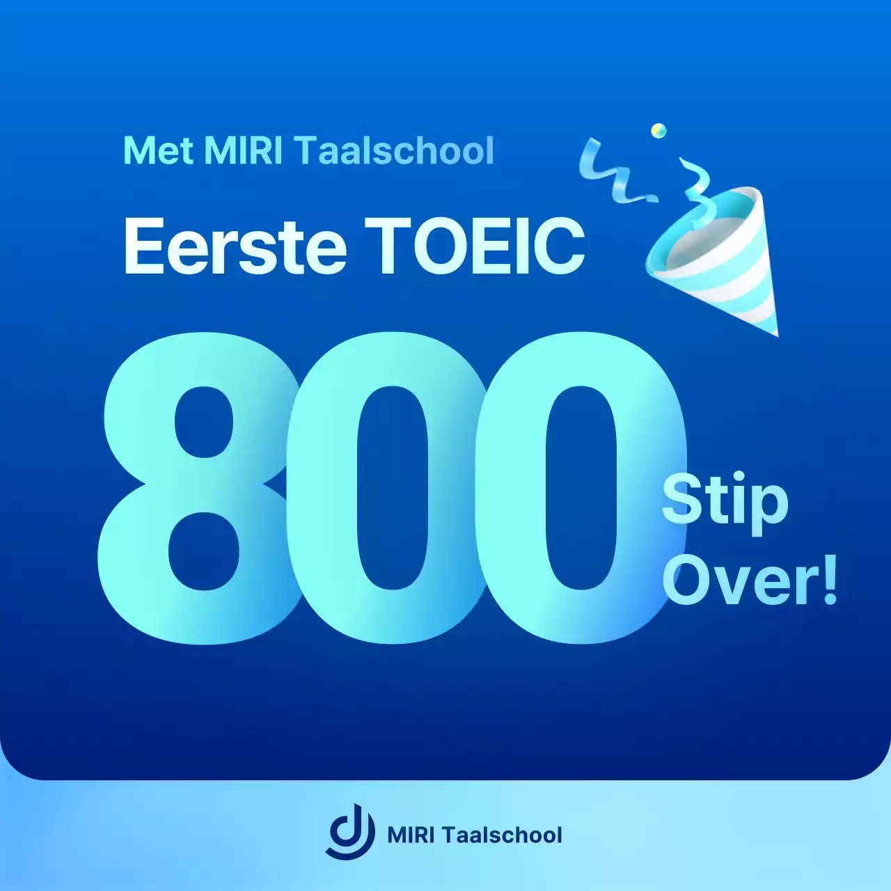 Blauw en mint accent stijl om TOEIC zomer speciale lezingen te promoten