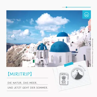 Werbung für einfache Reiseangebote in Weiß und Hellblau