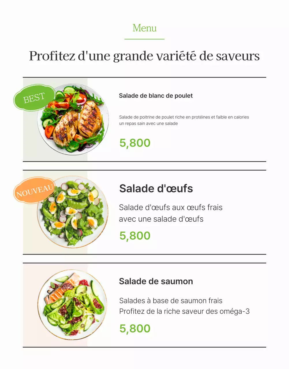 Promouvoir une salade simple composée de haricots blancs et de haricots verts clairs