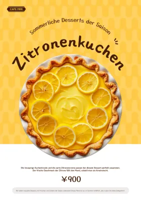 Werben Sie für ein neues sommerliches Dessertmenü mit einer schönen gelben Farbe