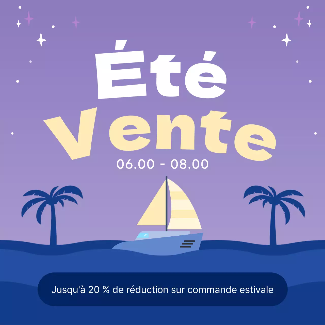 Guide des soldes d'été tropicales en bleu clair et jaune