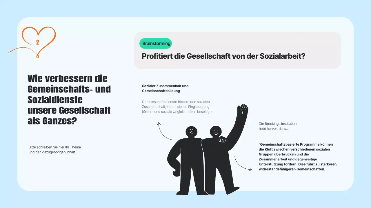 Ein moderner Zivildienstprospekt in Hellblau und Orange