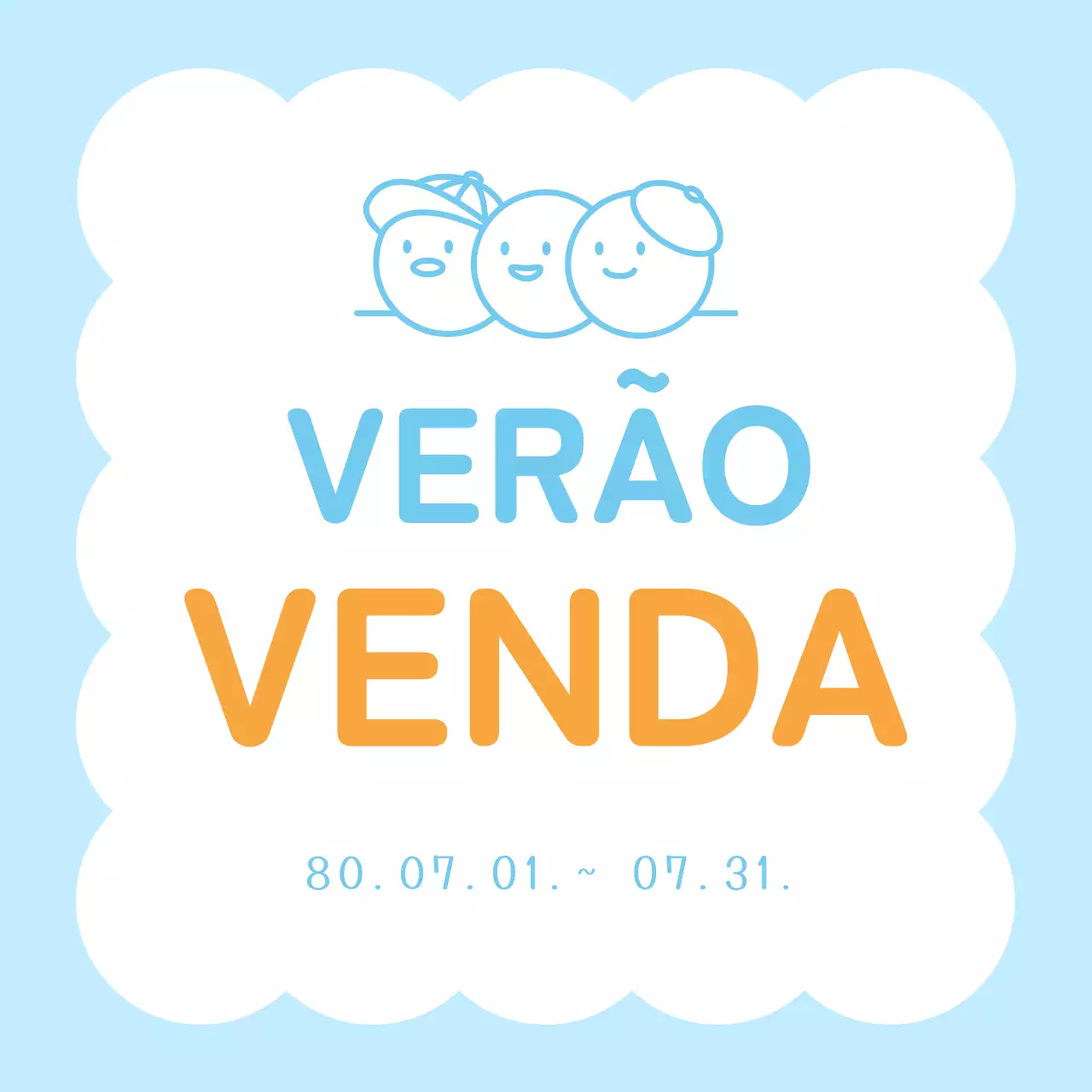Publicidade de venda simples em azul claro e branco
