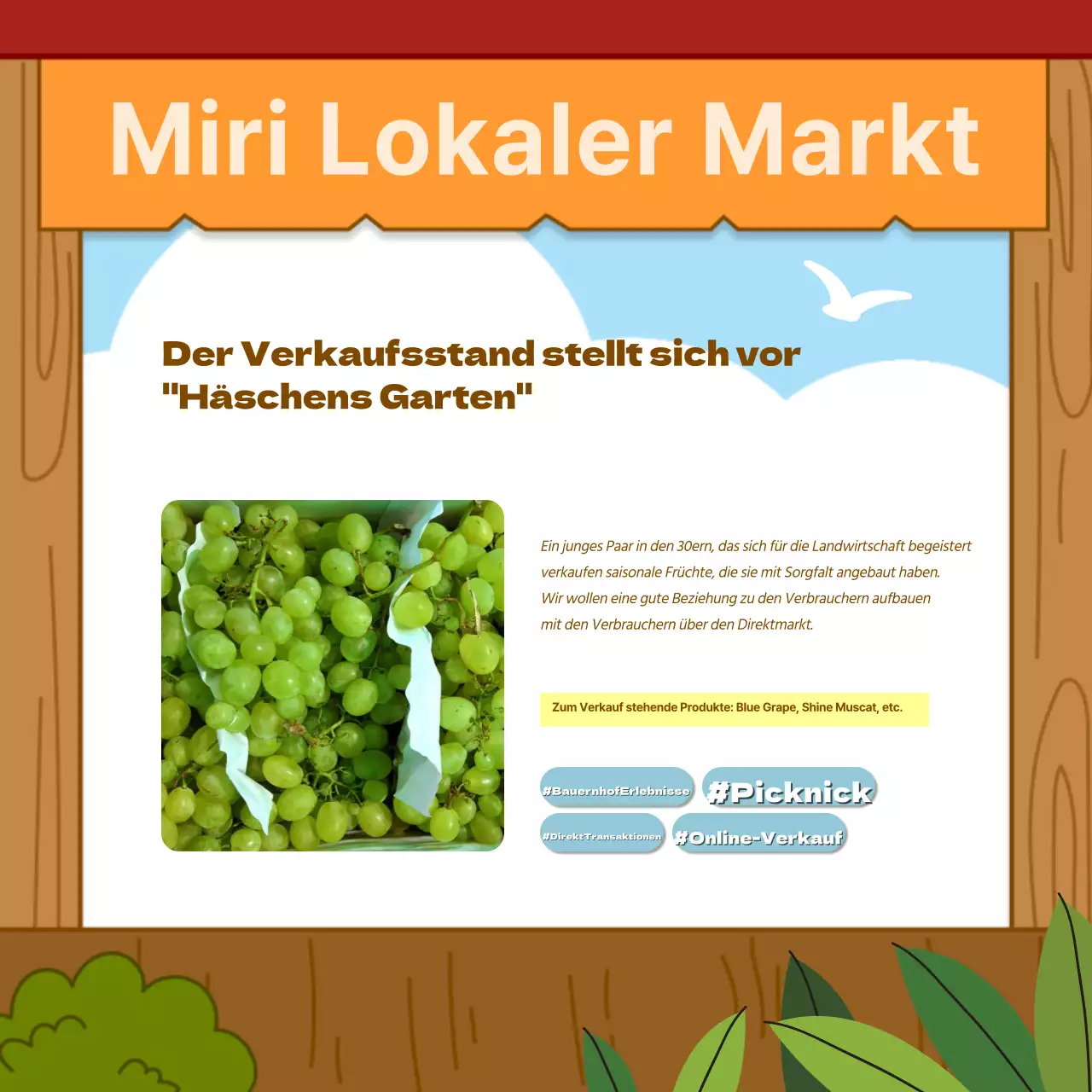 Werben Sie für Ihren orange-braunen Bauernmarkt