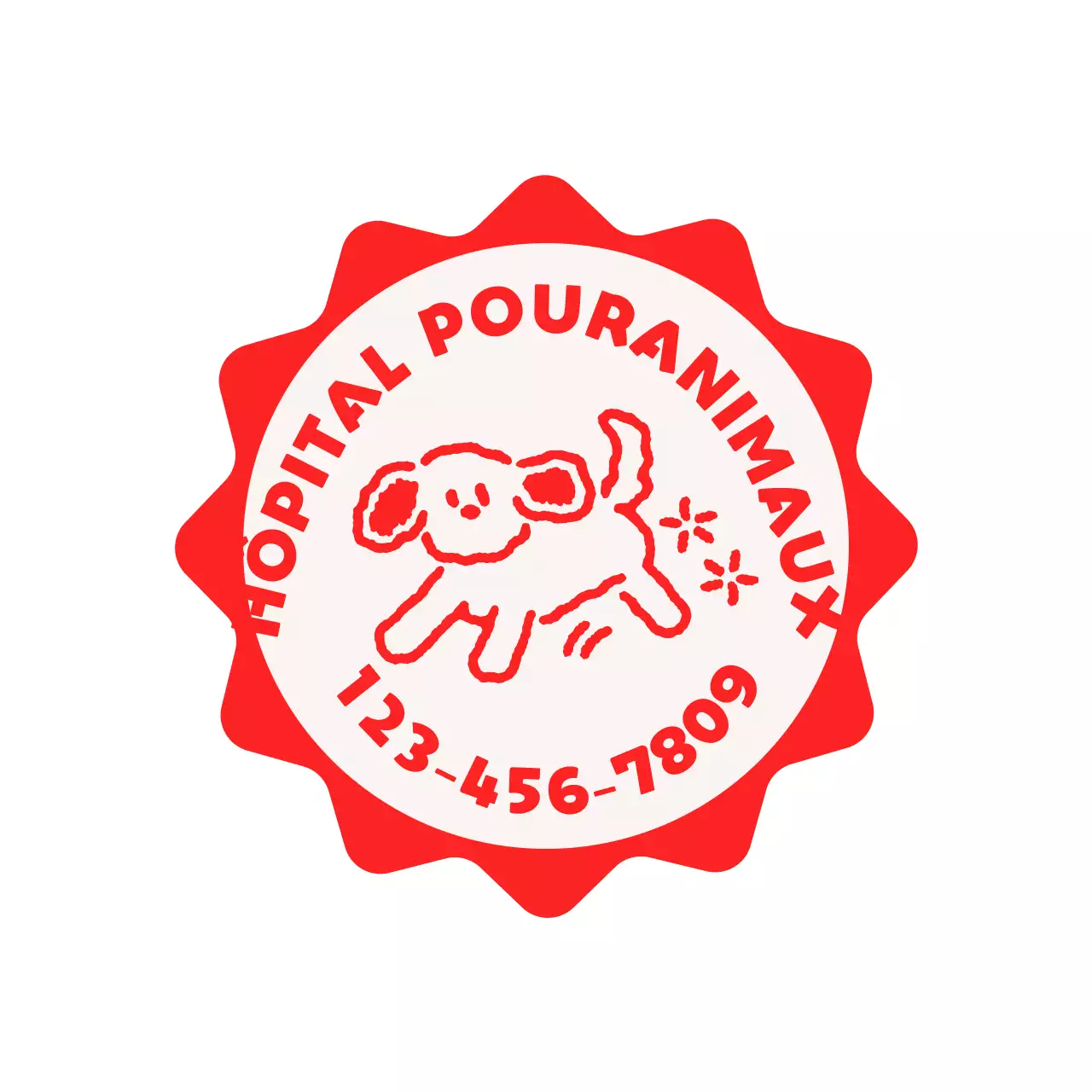 Clinique vétérinaire mignonne et câline avec des formes en étoile et des illustrations de chiens et de chats