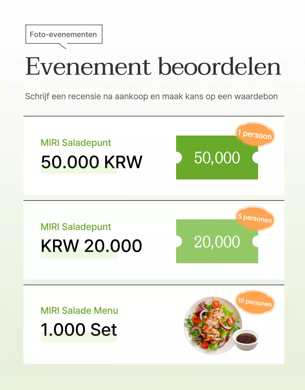 Promoot een eenvoudige salade recensie-evenement in witte en lotusbonen