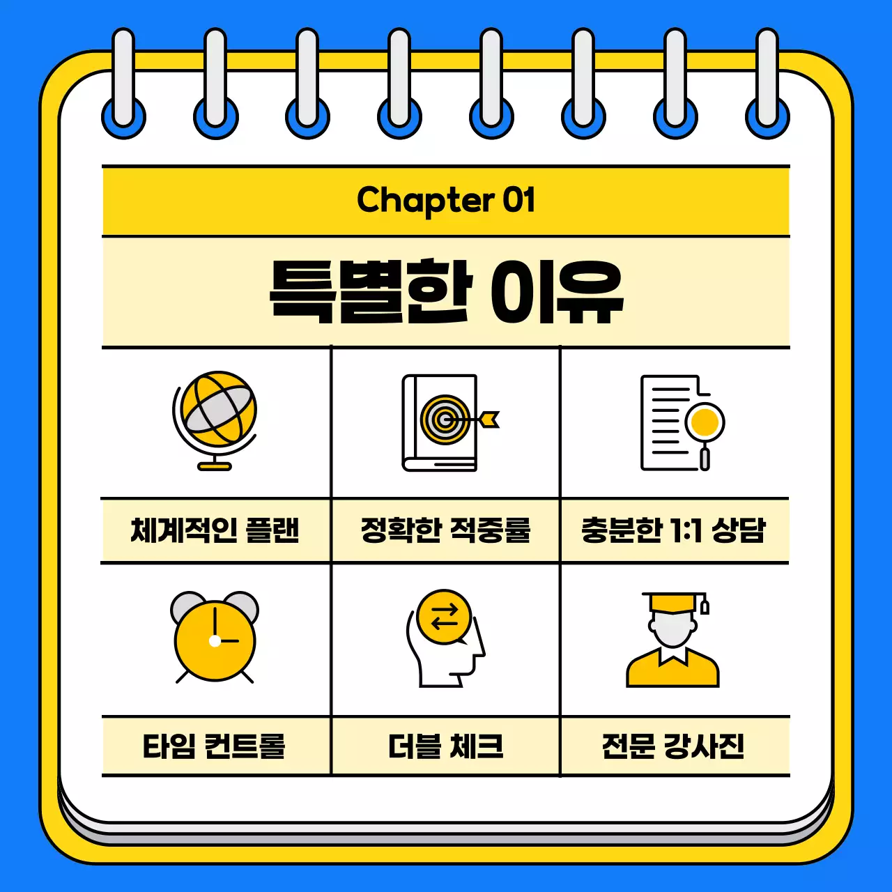 파랑과 노랑의 팝한 입시학원 홍보