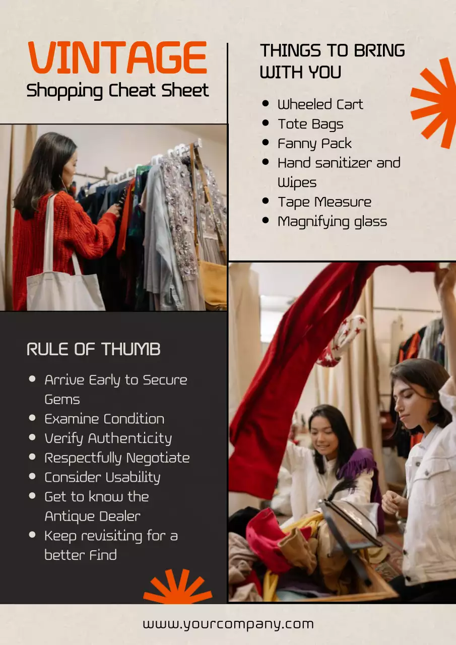 Orange Vintage Shopping Guide Poster