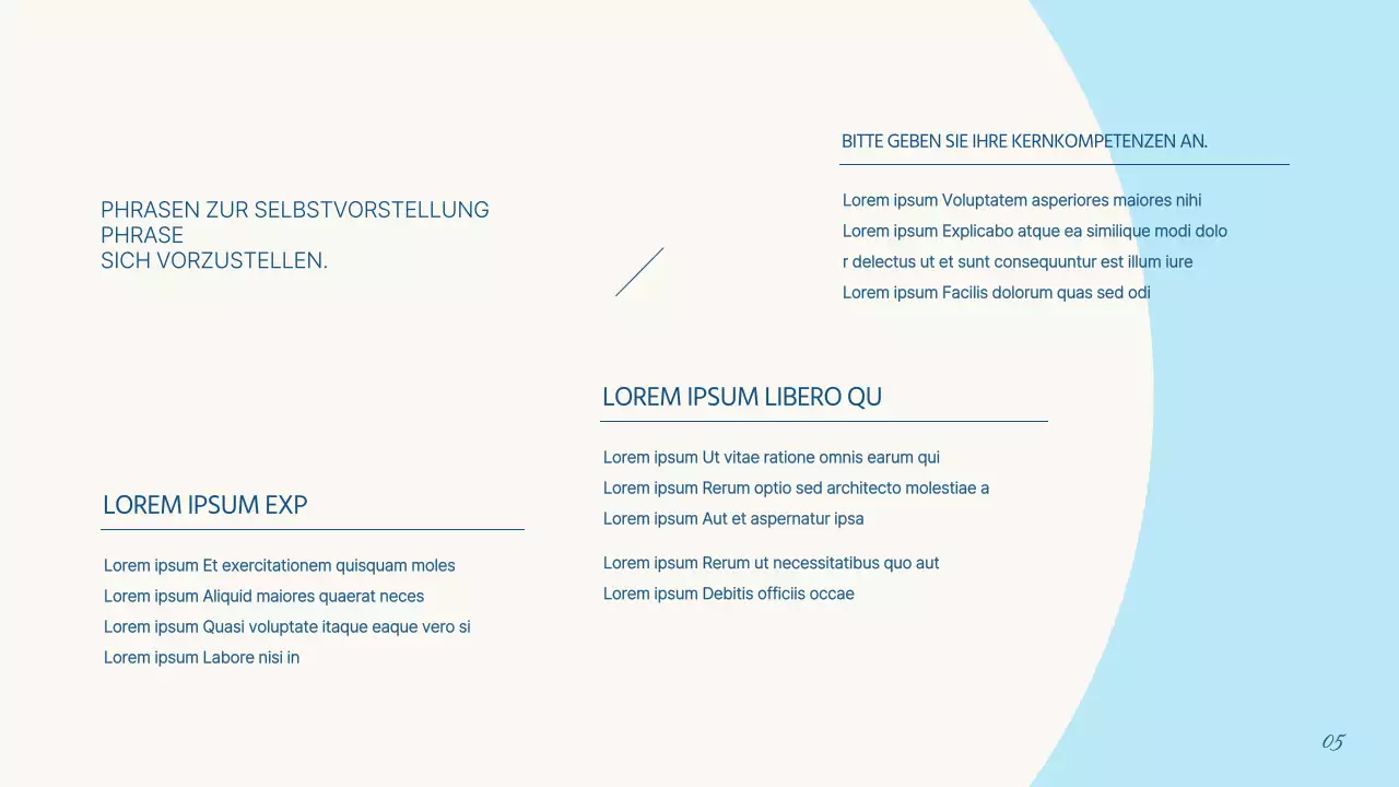 Ein einfaches Vermarkter-Portfolio in Hellblau