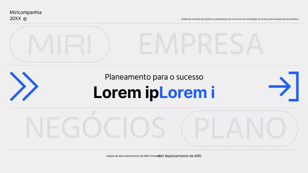 Um relatório simples de planeamento de produtos em azul e cinzento