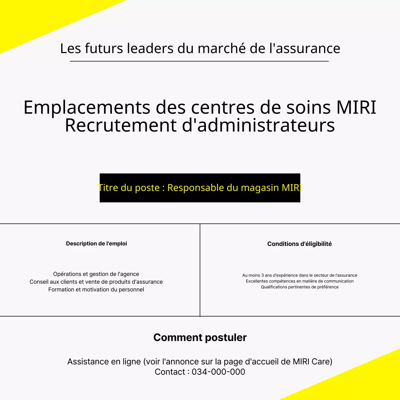 Une simple offre d'emploi administratif en gris et jaune