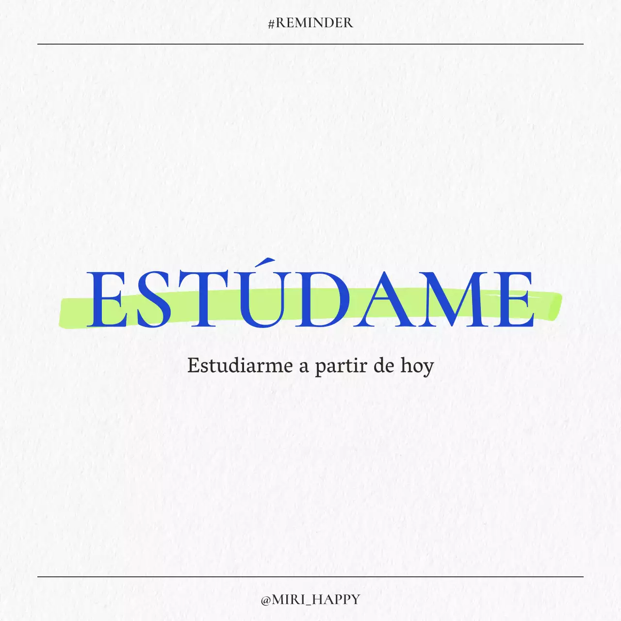 Post minimalista de sentimientos de estudio en azul y gris