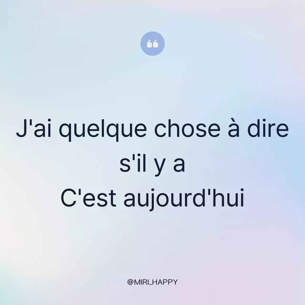 Un simple message sentimental en bleu clair et violet