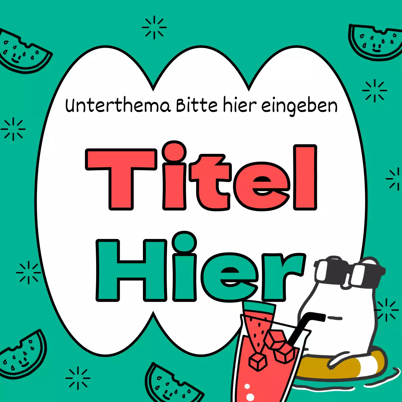 Eine niedliche Sammlung von Sommertiteln in Grün und Gelb