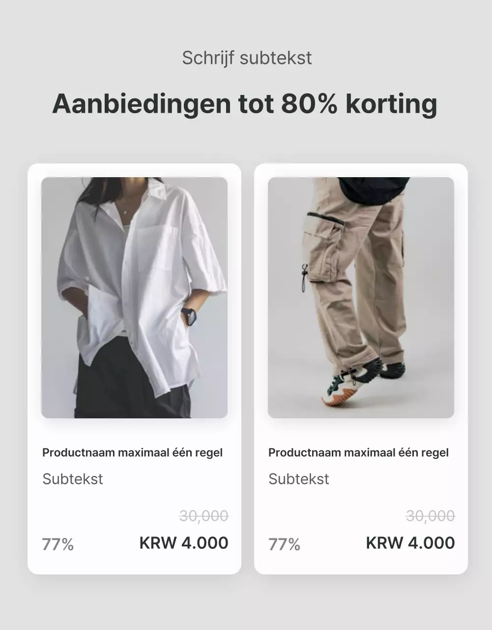 Promoot beschrijvingen en details in een grijs en lichtblauw trendy winkelcentrum