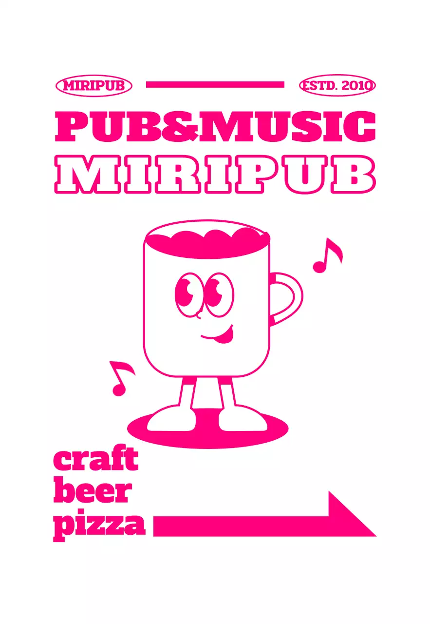 ビールジョッキのキャラクターを使ったレトロな看板