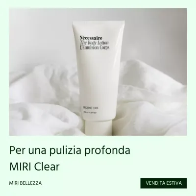 Un post minimalista di vendita di cosmetici estivi in verde e bianco
