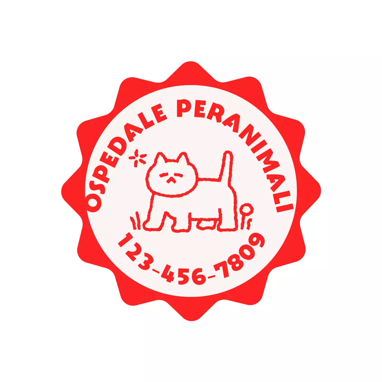 Clinica veterinaria carina e coccolosa con forme a stella e illustrazioni di cani e gatti