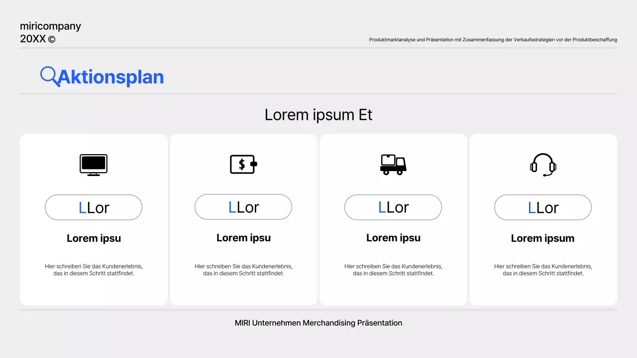 Ein einfacher Produktplanungsbericht in Blau und Grau