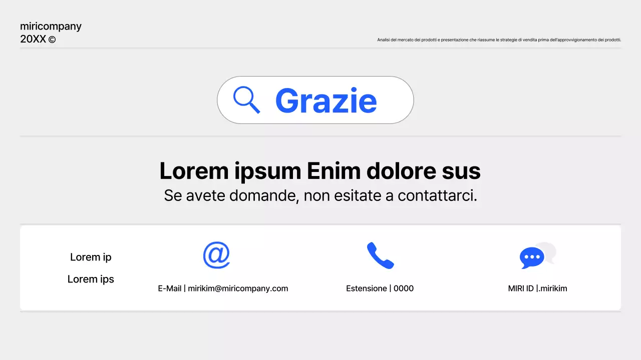Un semplice rapporto di pianificazione del prodotto in blu e grigio
