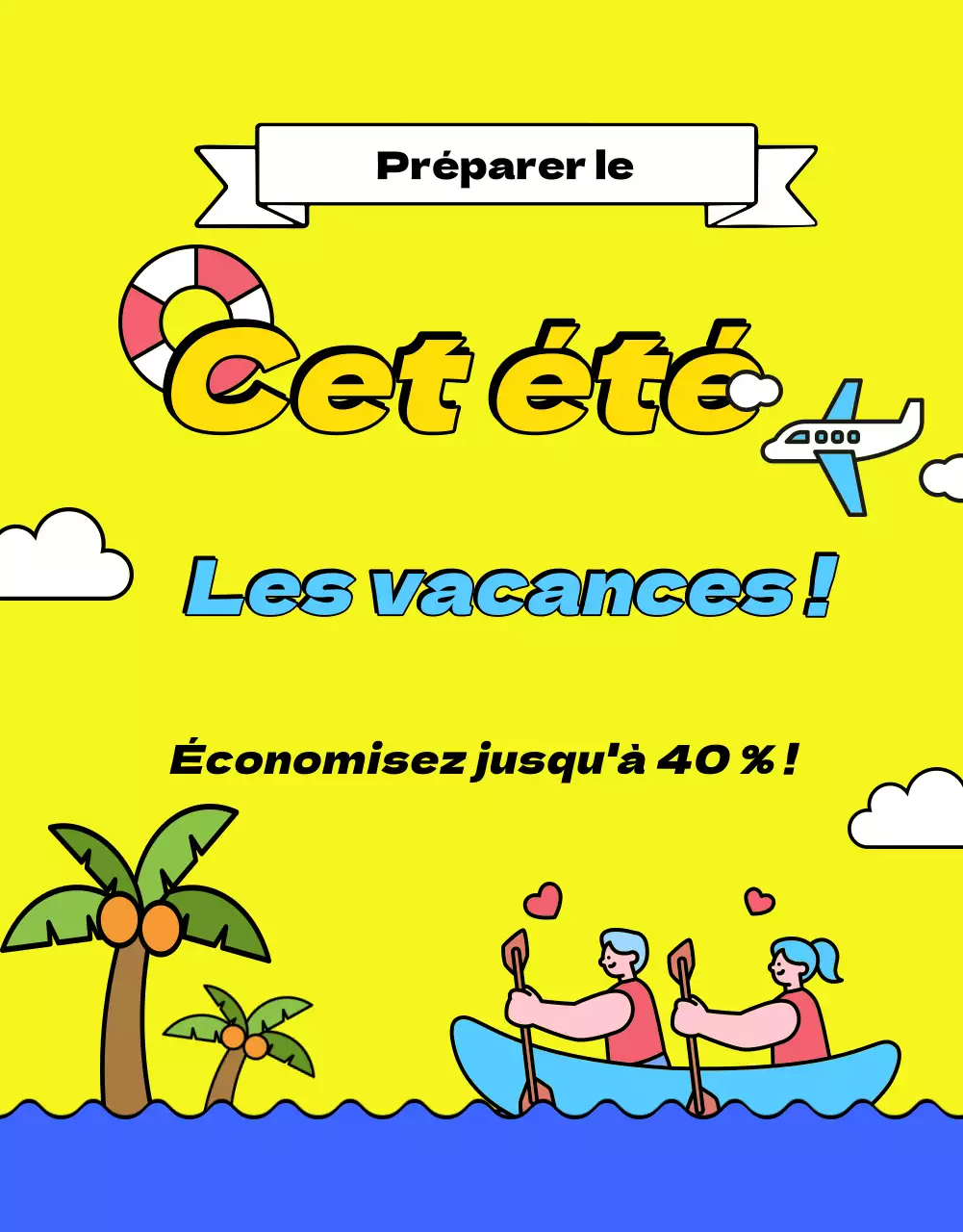Promouvoir la vente d'articles d'été jaunes et bleus
