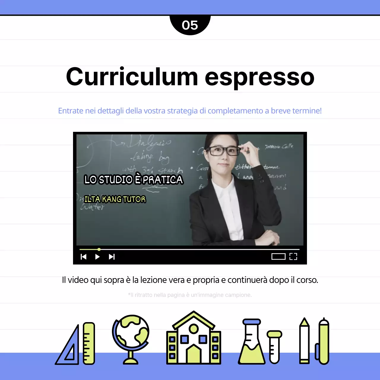 Un simpatico prospetto scolastico in chartreuse e blu chiaro