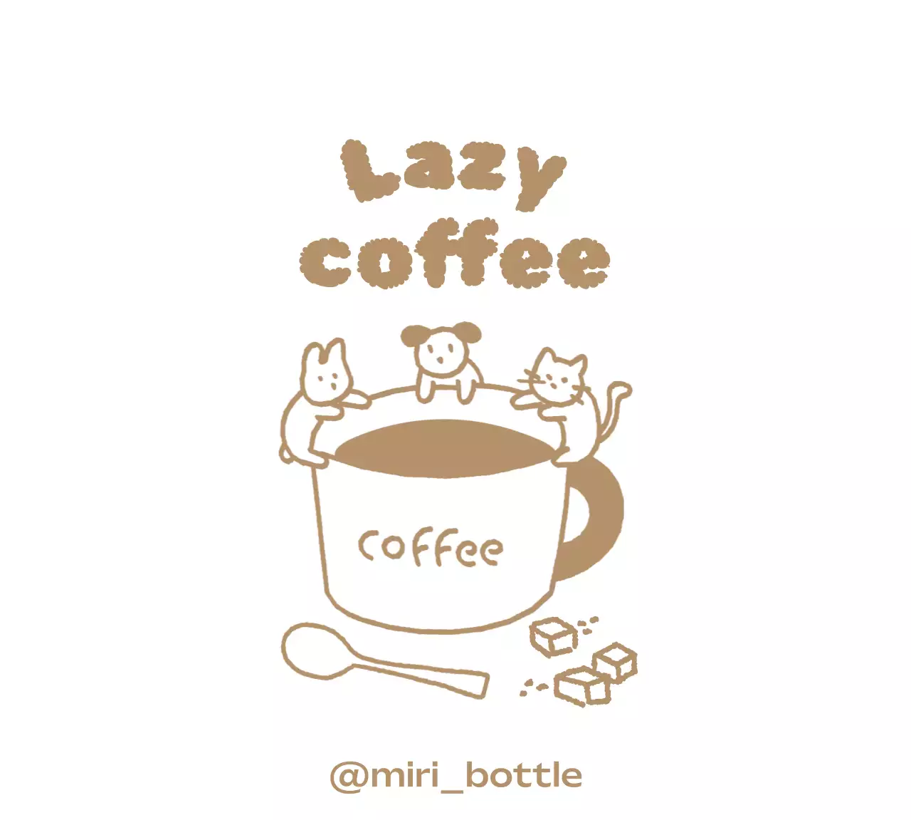 귀여운 동물들과 커피잔 낙서 컨셉