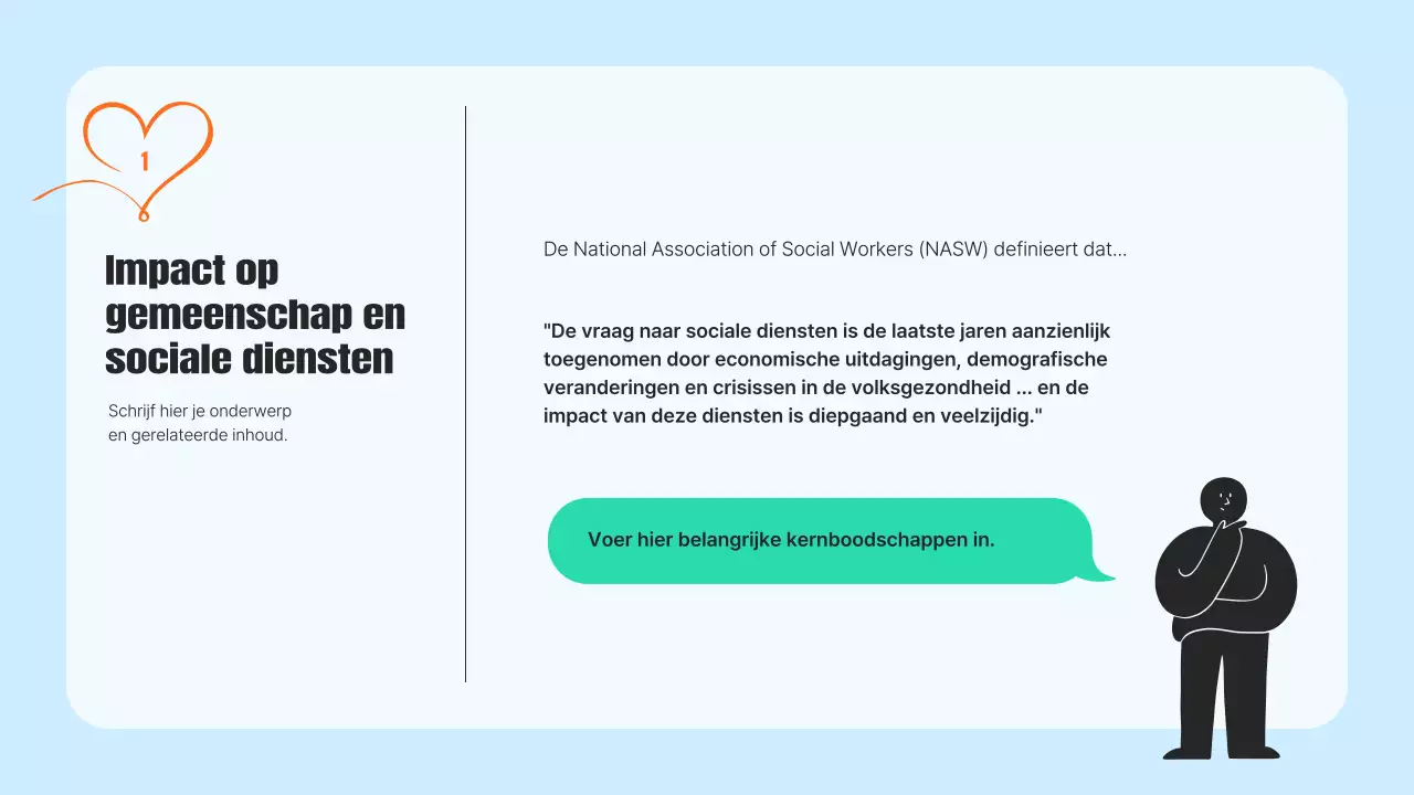 Een moderne gemeenschapsdienstprospectus in lichtblauw en oranje