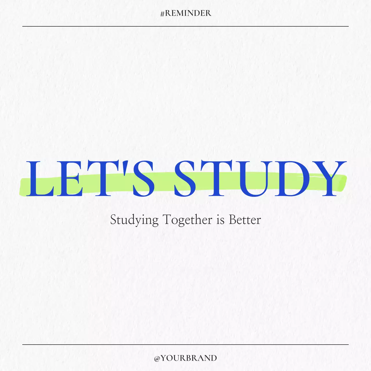 Blue Simple Study Reminder Social Media Post