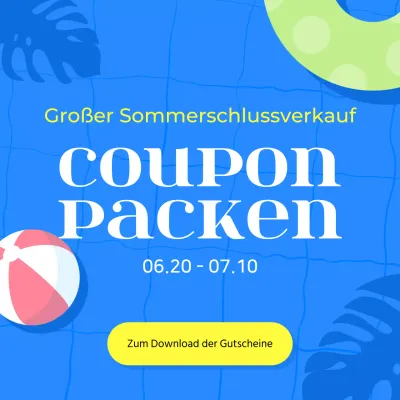 Werben Sie für einen hübschen Sommerschlussverkauf in Blau und Gelb
