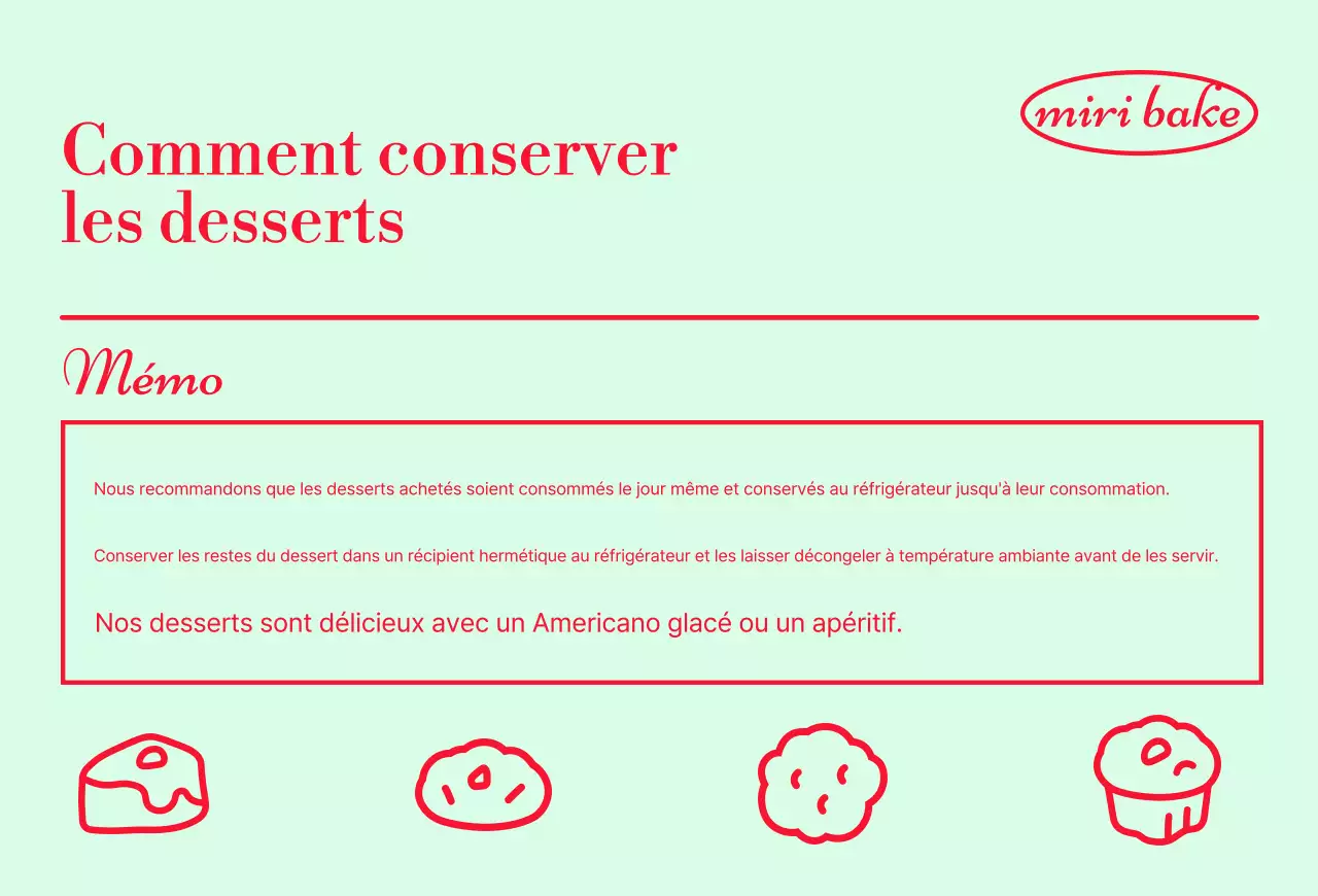 Guide de conservation des desserts sur fond pastel