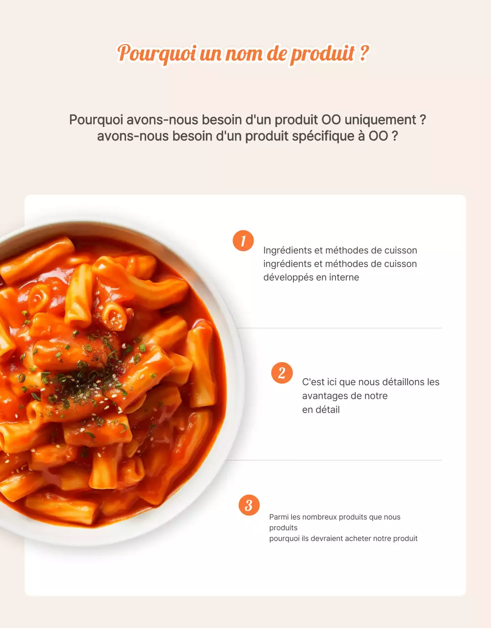 Promouvoir la page d'introduction du kit alimentaire de base orange et ivoire