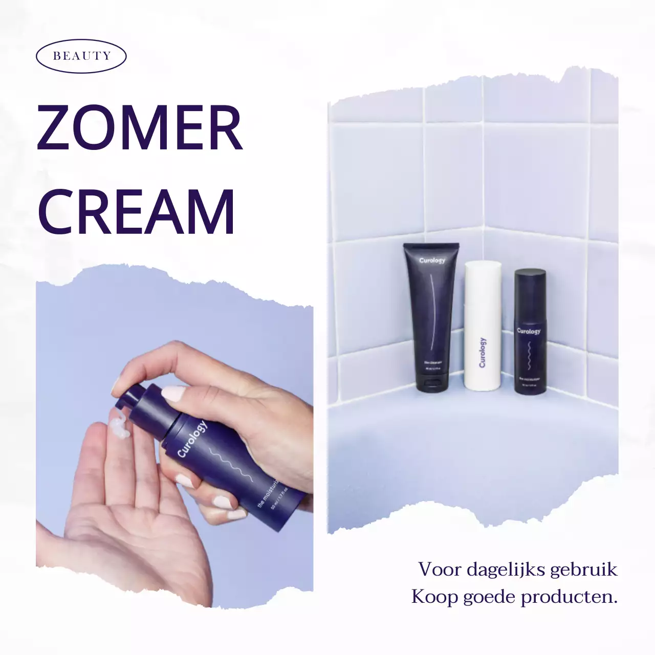 Een eenvoudige zomerpromotiepost in paars en wit