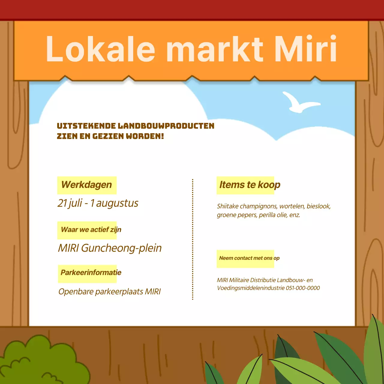 Promoot je oranje en bruine boerenmarkt