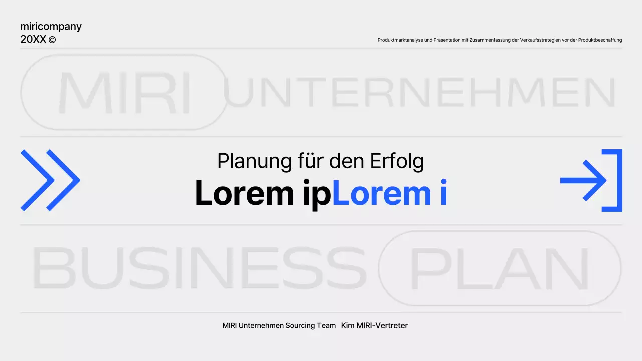 Ein einfacher Produktplanungsbericht in Blau und Grau