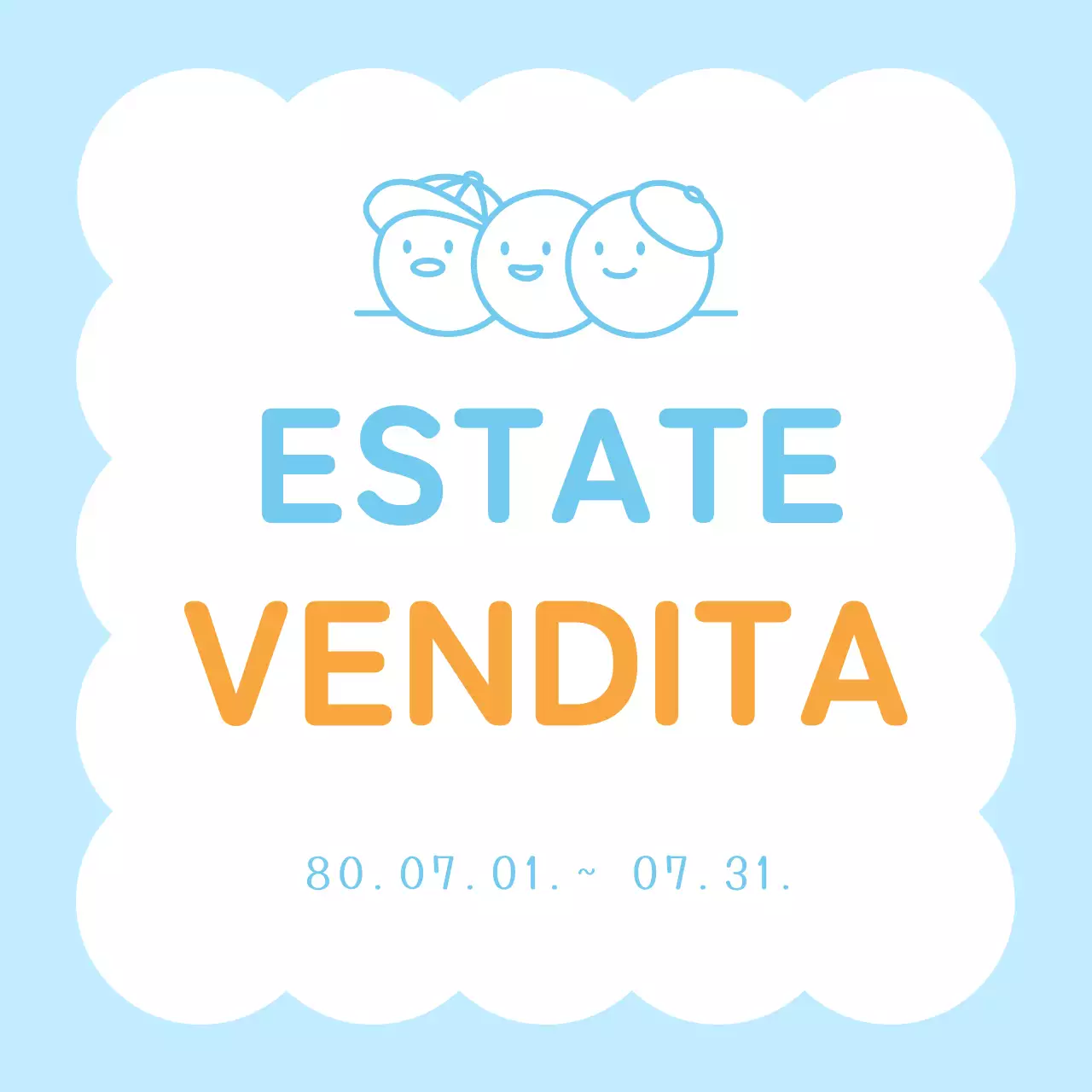 Pubblicità di vendita semplice in azzurro e bianco