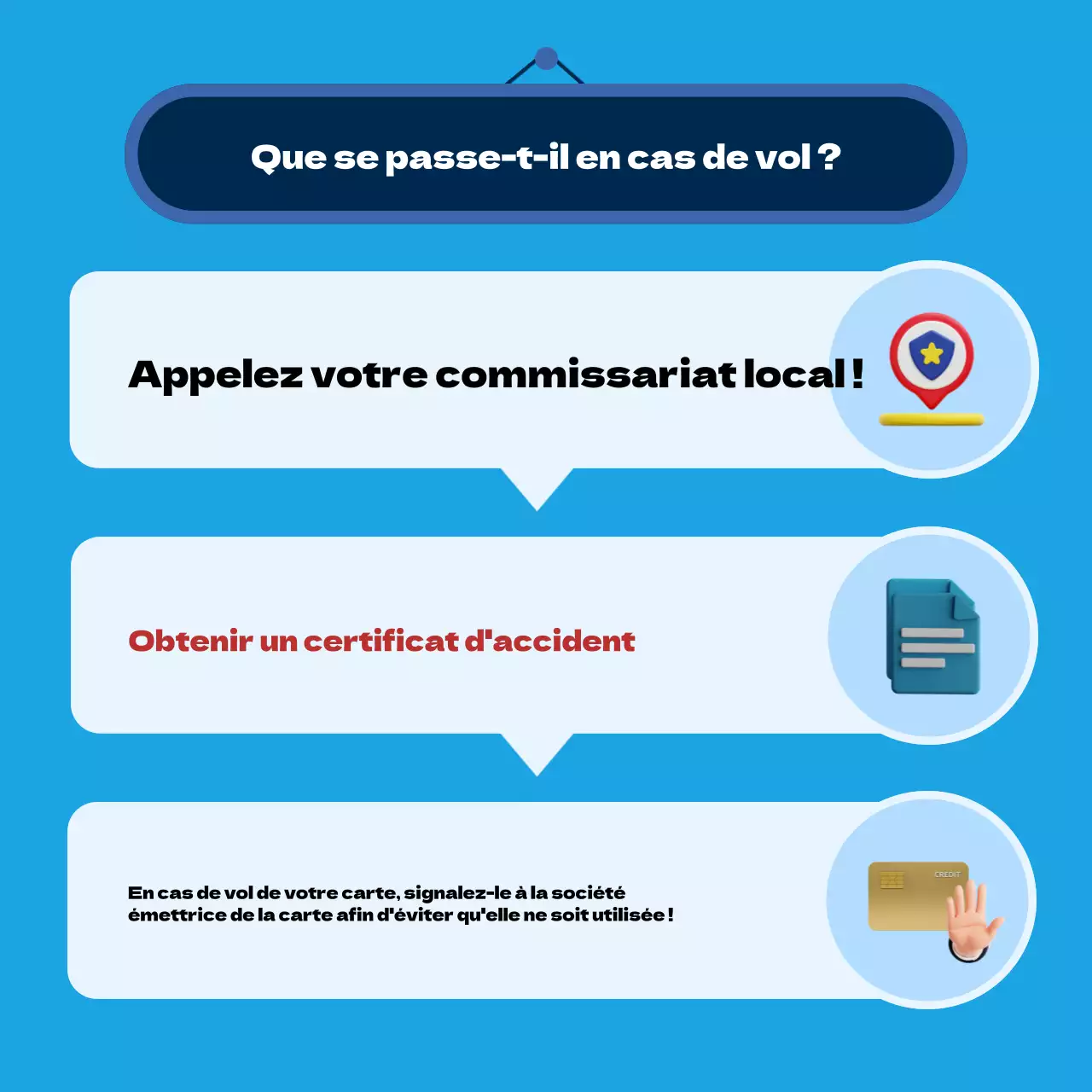 Conseils de sécurité pour les vacances surlignés en bleu