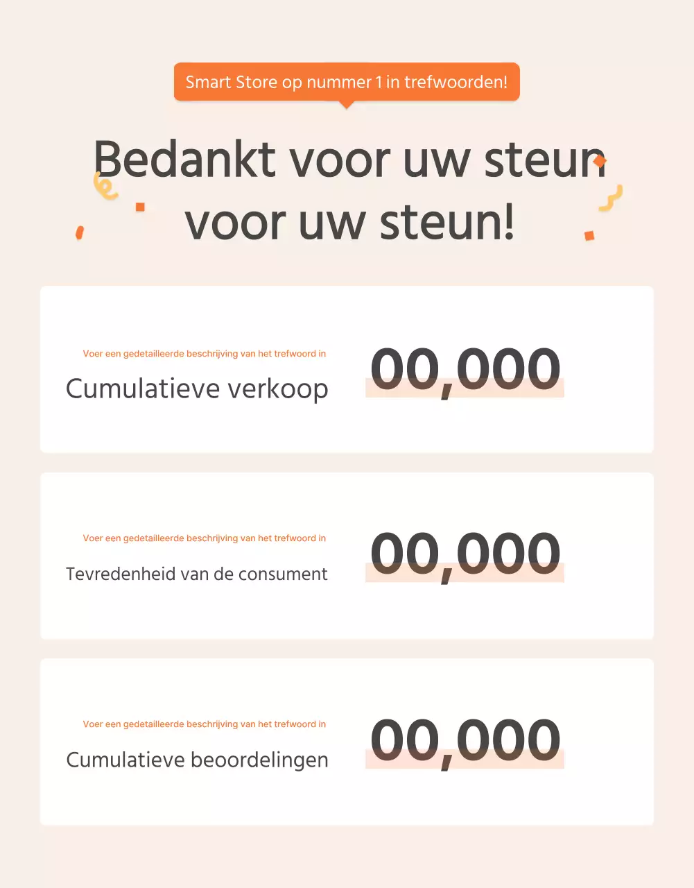 De intropagina met oranje en ivoorkleurige basismaaltijden promoten