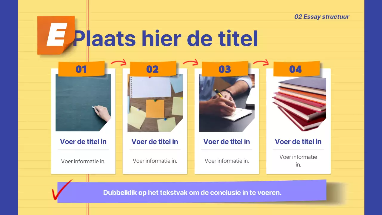 Aankondigingsinformatie gemarkeerd in geel en marineblauw