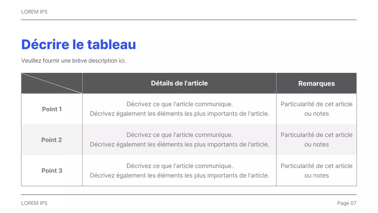Rapport d'entreprise simple imprimable en gris et bleu