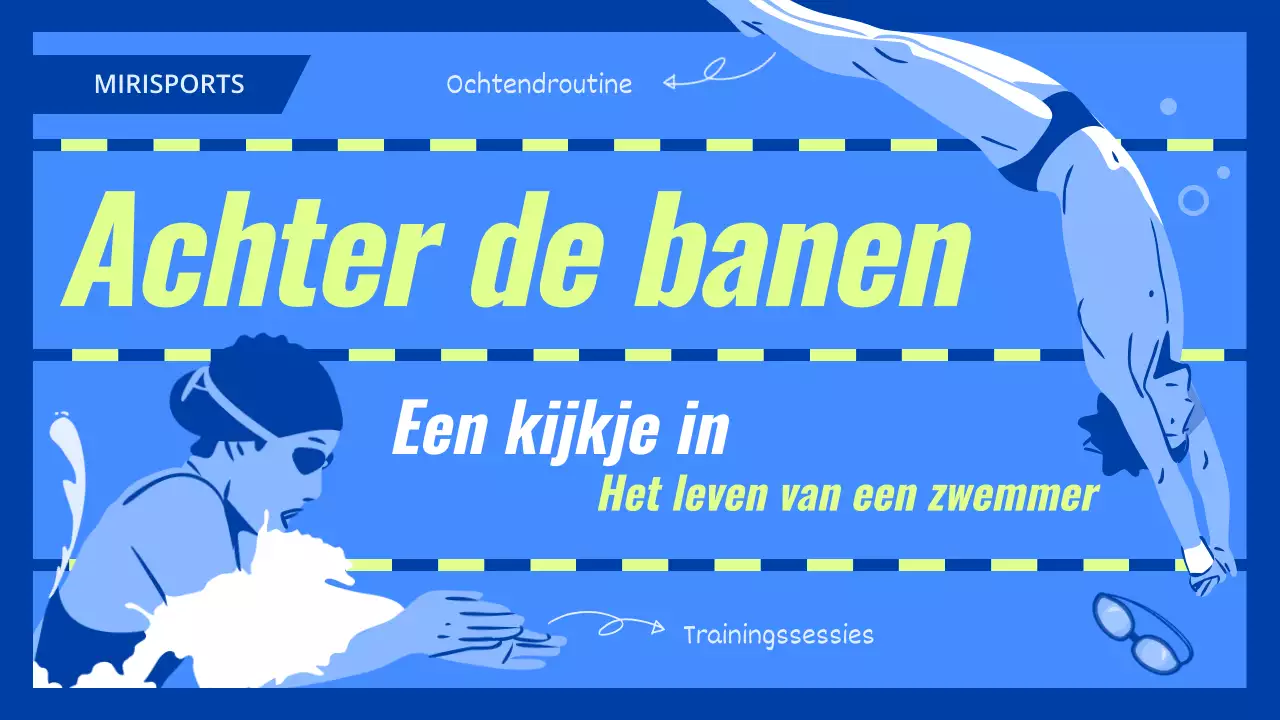 Een zwemmersdag in het leven van een blauwe en fluorescerende trendsetter