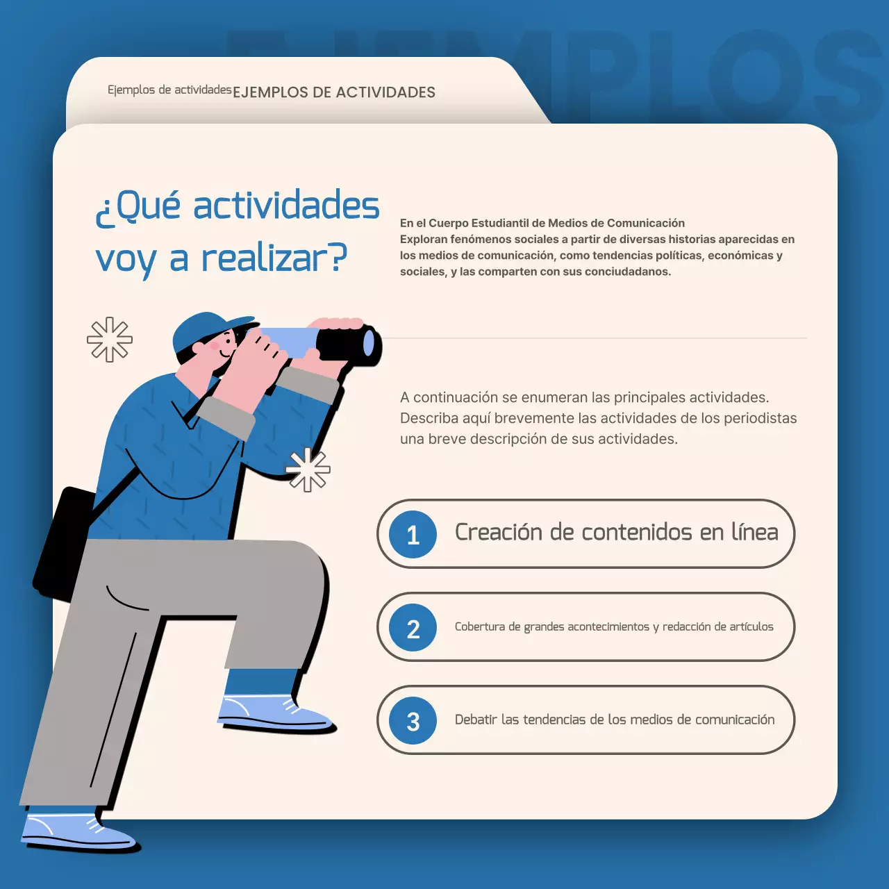 Una sencilla campaña de periodismo estudiantil en azul y marfil