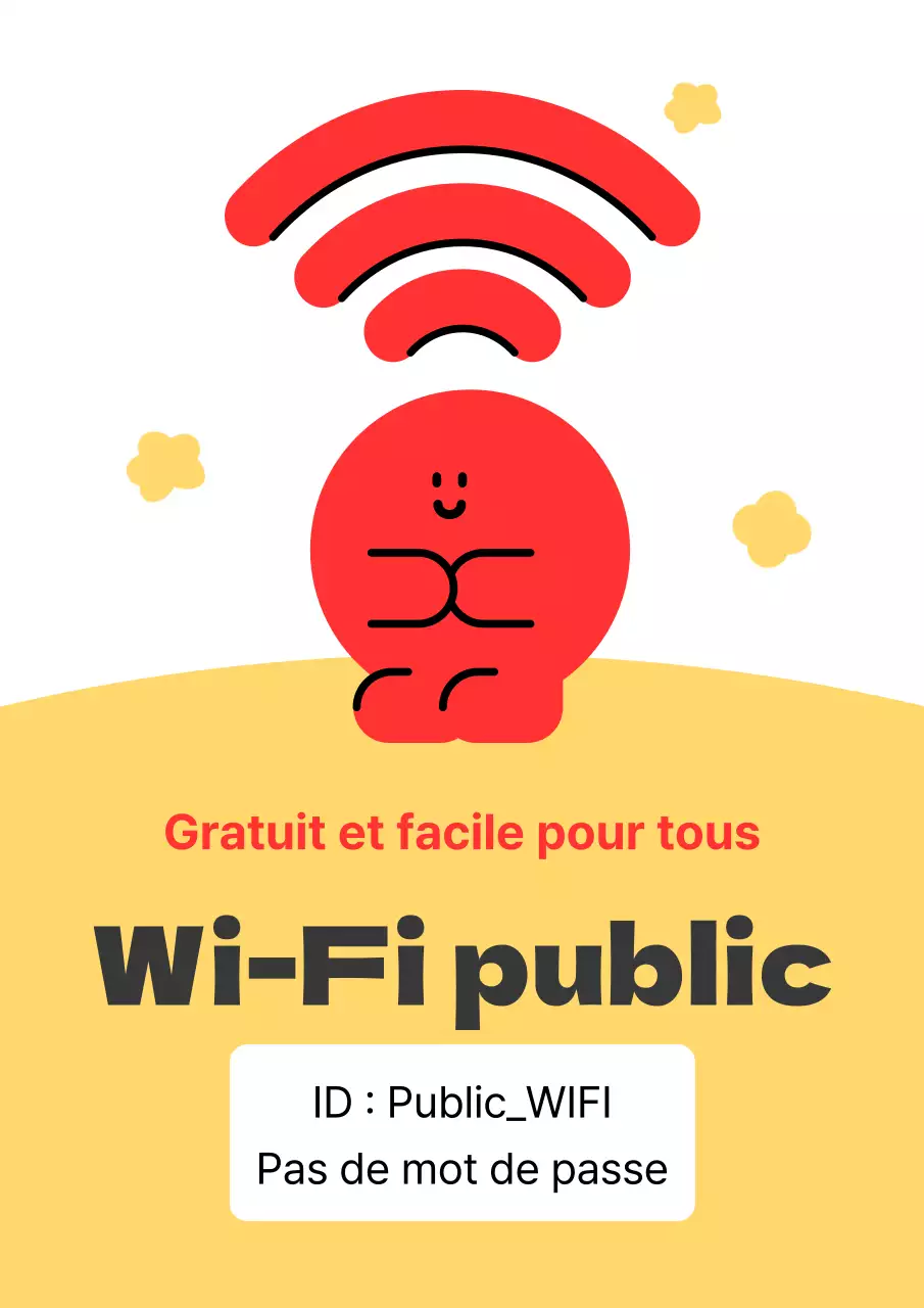Annonces de zones wifi rouges et jaunes